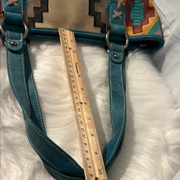 Montana West Concealed Carry Turquoise and Red Aztec Tote - Picture 6 of 6